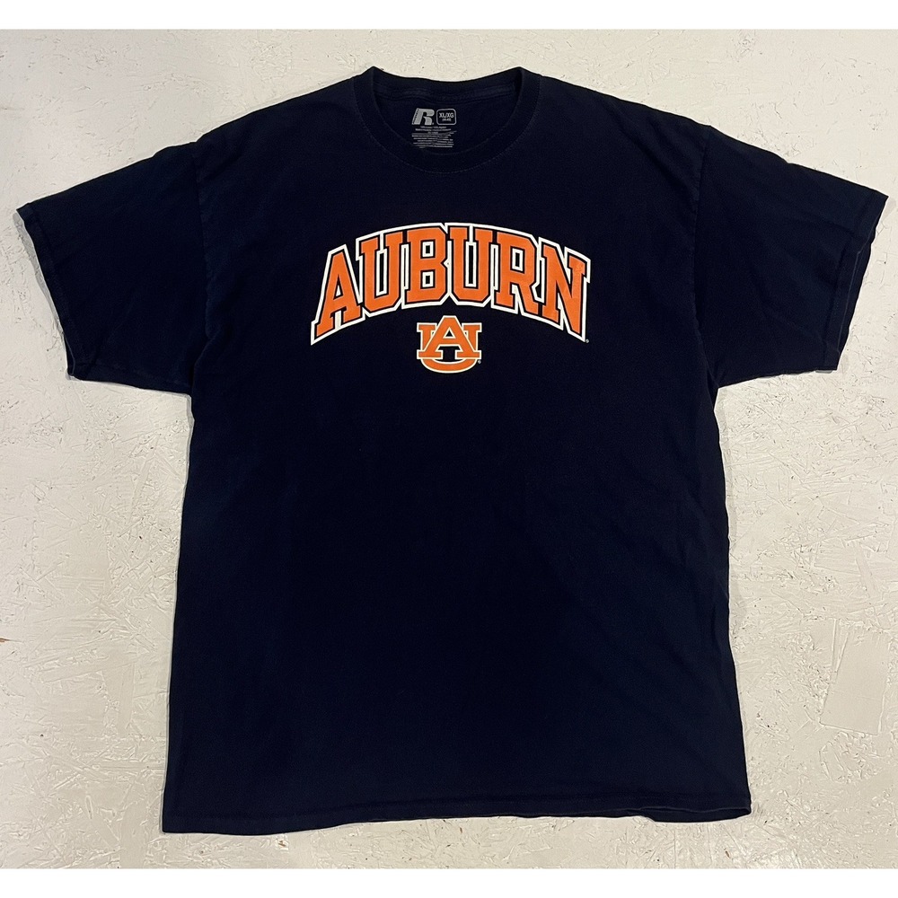 Russell Athletic Auburn University Short Sleeve Shirt Mens XL Blue Orange‎